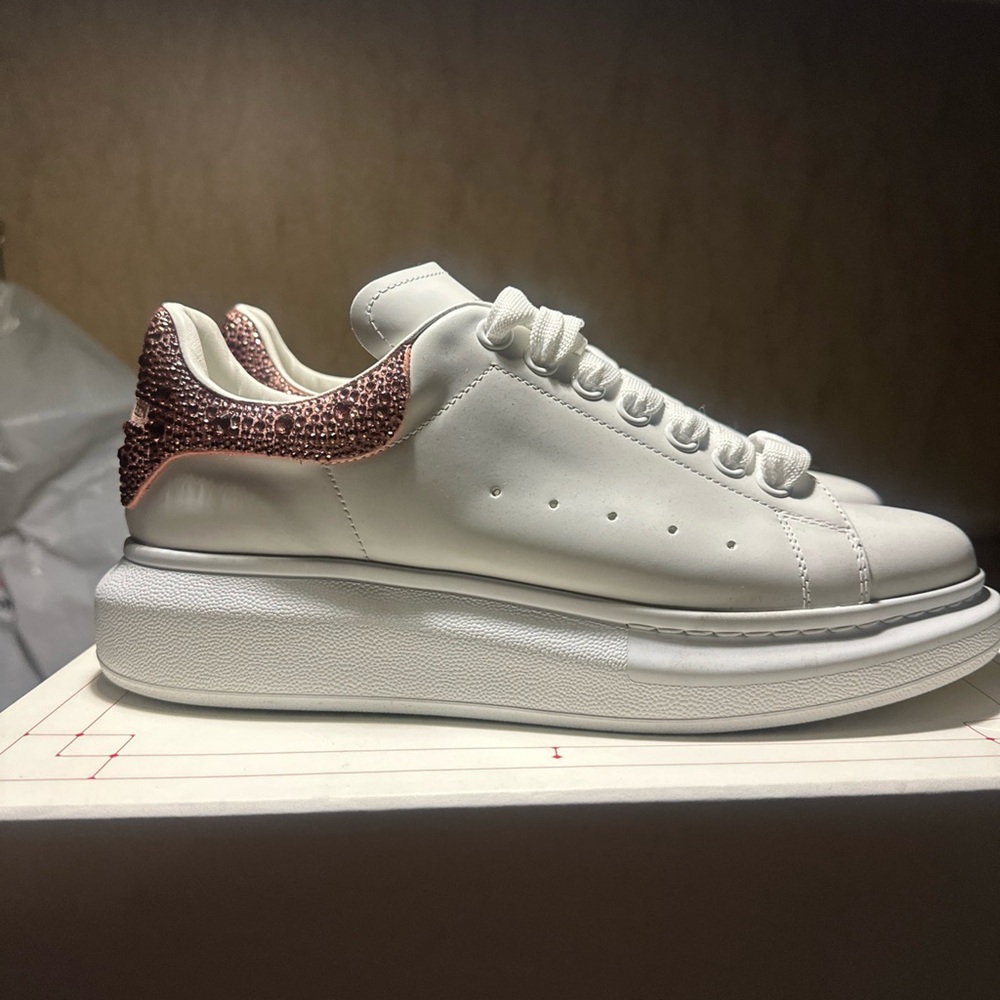 Alexander McQueen White and Pink Platform Sneakers